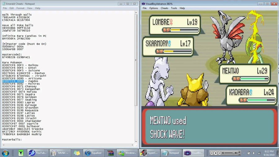 pokemon victory fire cheats rare candy and master ball